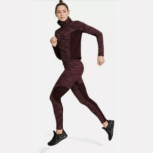 Nike Pro Hyperwarm mock neck pullover set w/ leggings burgandy XL XXL